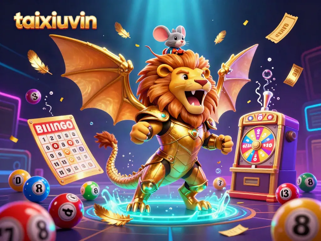 Experience dynamic gameplay at taixiuvin with a roaring chimera and vibrant casino elements