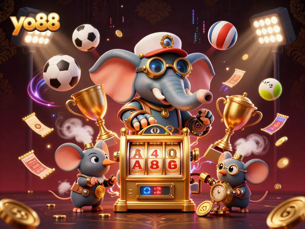 Engage in exciting slot machine action with yo88's steampunk-themed environment and dynamic elements.