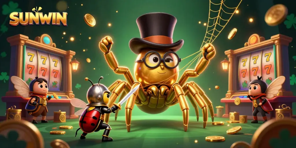 Experience the thrill of SUNWIN with a golden tarantula spinning fortunes at the casino!