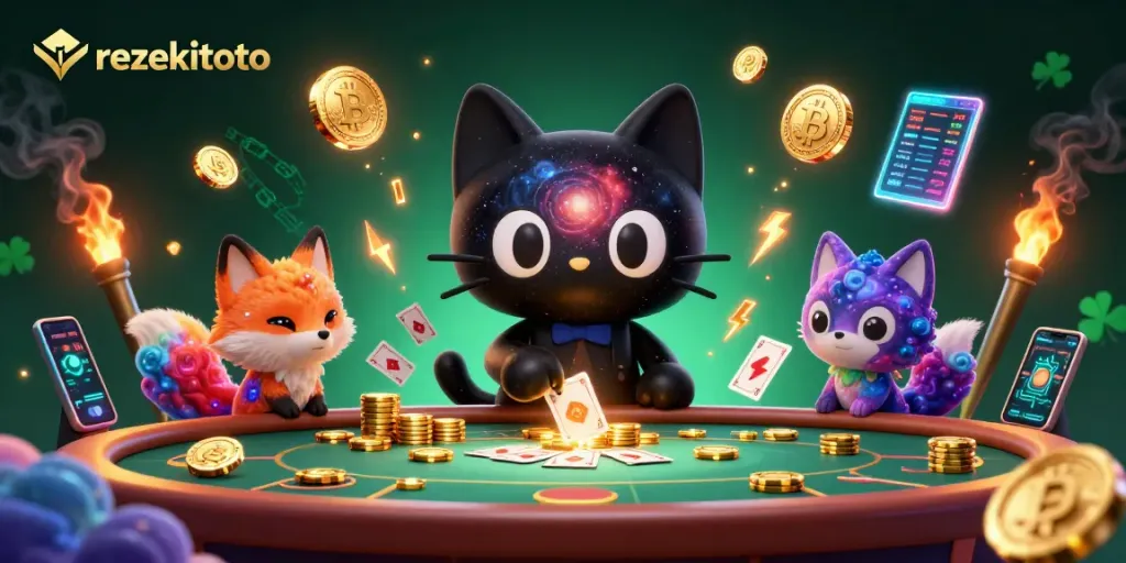 Experience thrilling gameplay at rezekitoto with vibrant characters and shimmering casino elements.