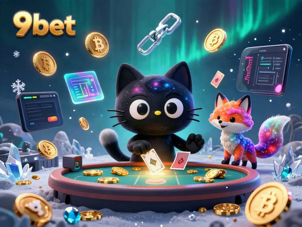 Win big with 9bet at a cosmic casino, featuring engaging characters and vibrant game elements.