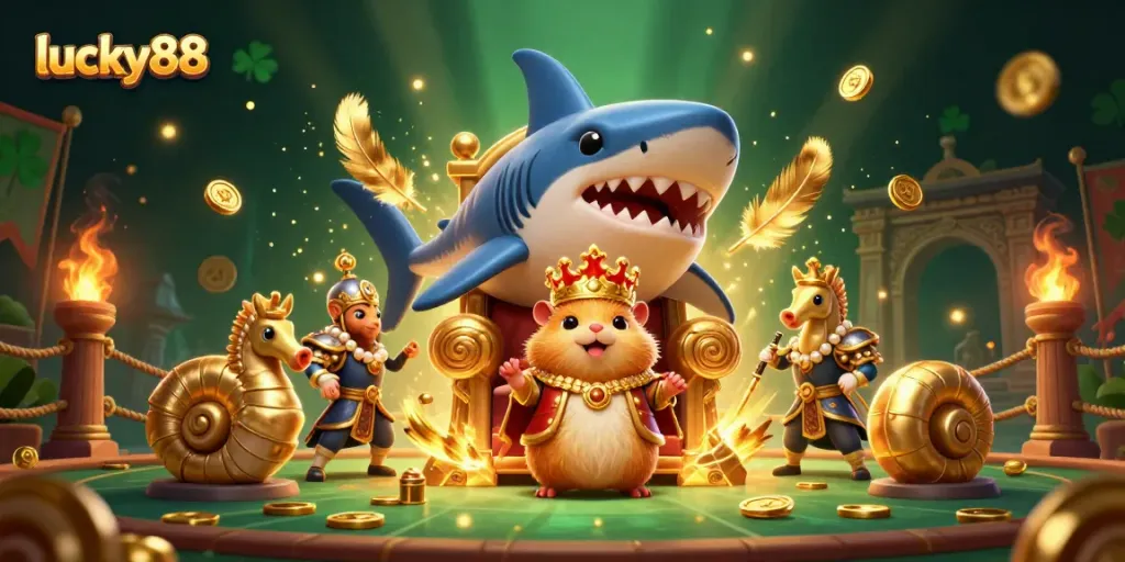 Experience the exciting atmosphere of lucky88 with vibrant casino-themed characters and engaging elements.