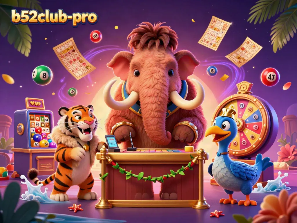 Engage in thrilling gameplay at b52club-pro with colorful lottery balls and vibrant casino elements.