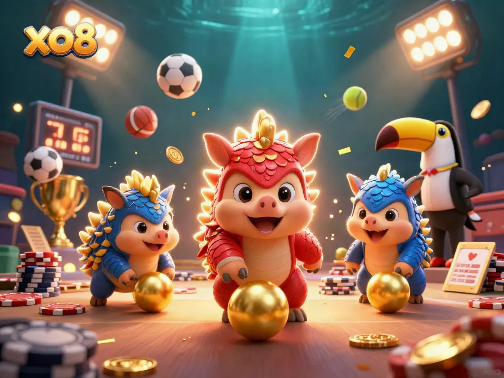 Experience thrilling gameplay with xo88 featuring rival pangolins in a vibrant casino showdown.
