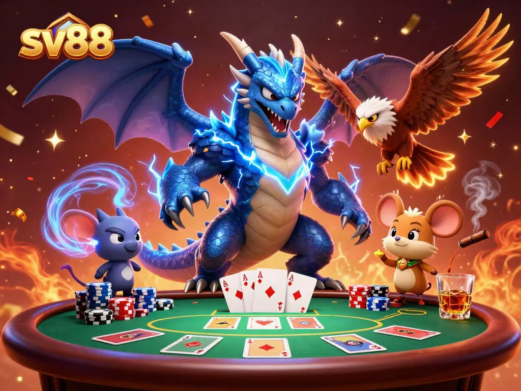 Experience electrifying gaming action with sv88's vibrant casino atmosphere featuring dynamic characters.