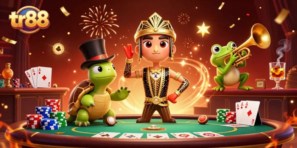 Experience thrilling gameplay at tr88 with a vibrant casino scene featuring poker elements.
