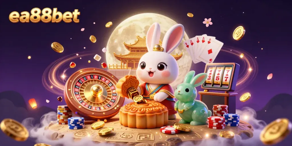 Experience exhilarating gaming with ea88bet featuring Asian folklore characters. A vibrant casino-themed 3D scene.