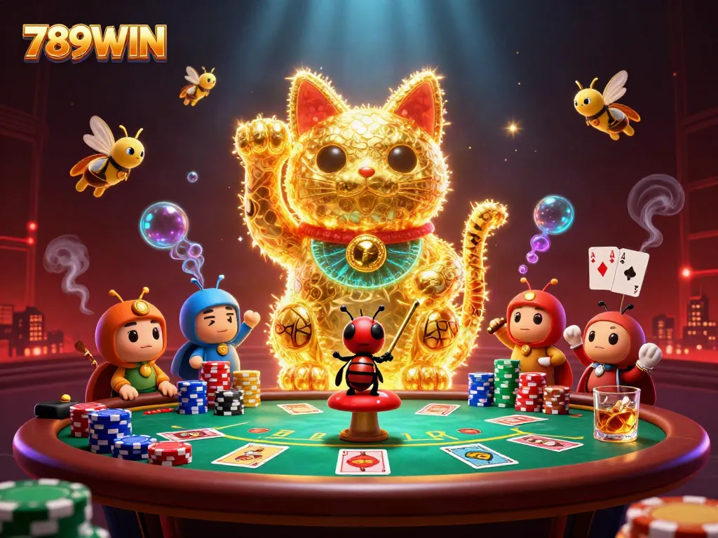 Experience 789WIN in a vibrant, ultra-detailed 3D scene filled with casino elements and action.