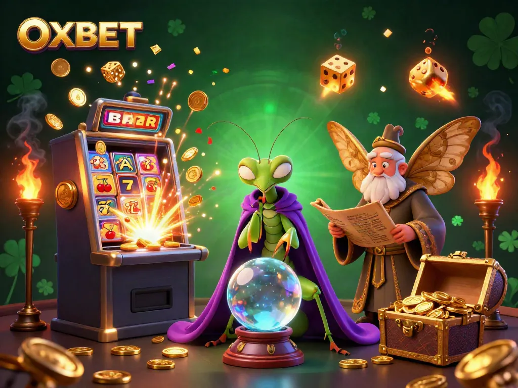 Experience OXBET's vibrant casino atmosphere with a mystical fortune teller and exciting gaming elements.